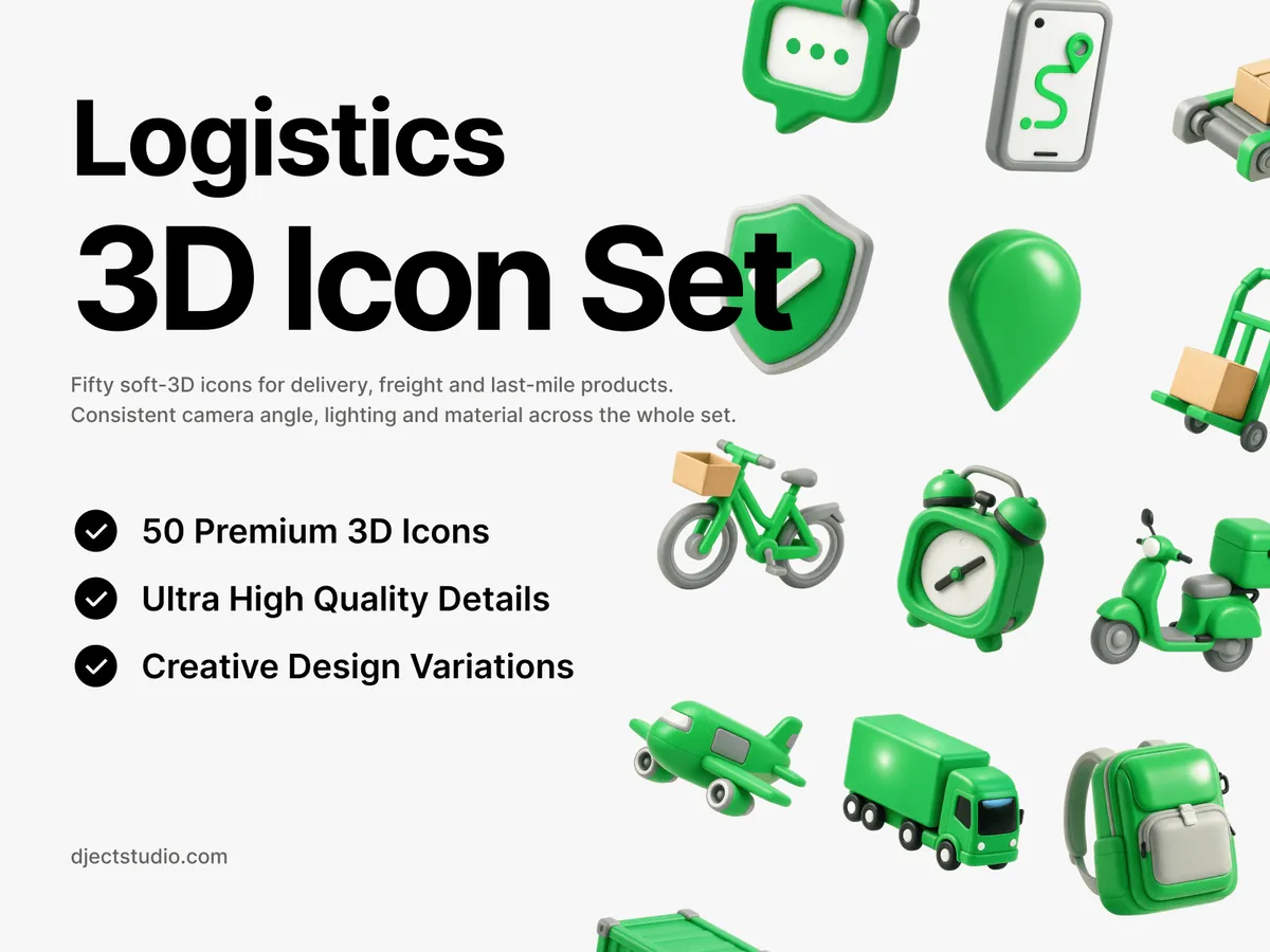 Logistics 3D Icon Set
